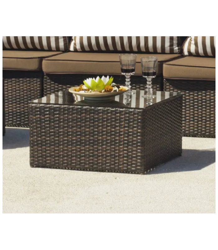 Mesa centro jardín Caruno, médula sintética marrón
