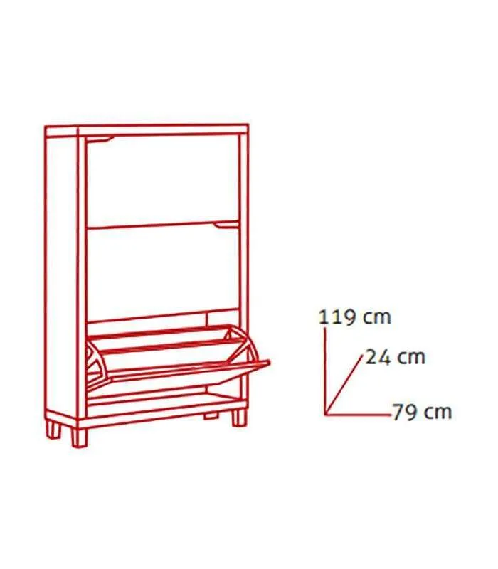 Zapatero 3 puertas acabado blanco, 79x119x24 cm