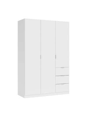 Armario blanco 3 puertas y 3 cajones, 180x121cm