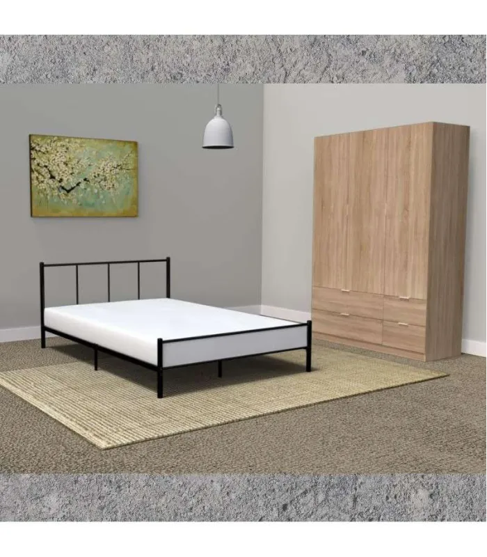 Armario 3 puertas abatibles acabado roble, 200x135 cm