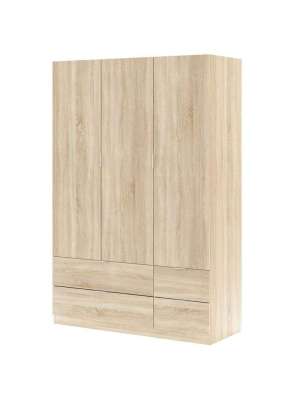 Armario 3 puertas abatibles acabado roble, 200x135 cm