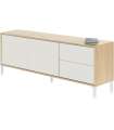 Mueble TV modelo Urbi en roble canadian y blanco Artik. 130 cm (Ancho) x 47 cm (Alto) x 41 cm (Fondo)