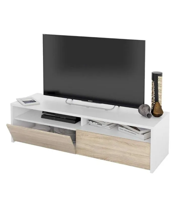 Mueble TV Marisa en roble canadian y blanco artik