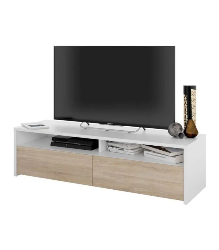 Mueble TV Marisa en roble canadian y blanco artik
