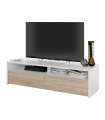 Mueble TV modelo Marisa en roble canadian y blanco Artik. 130 cm (Ancho) x 3 cm (Alto) x 40 cm (Fondo)