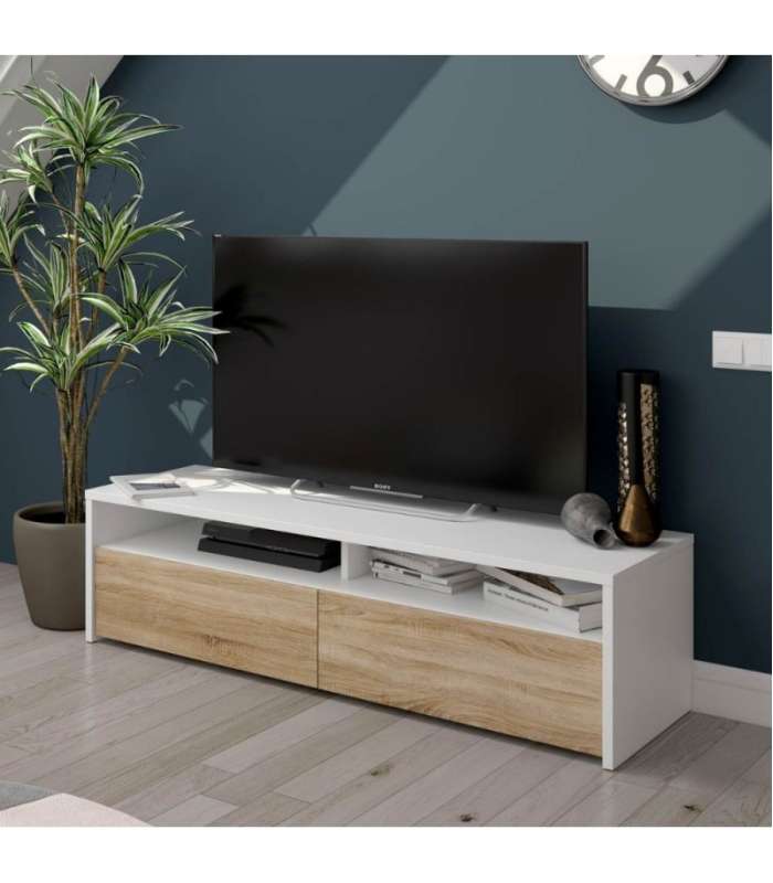 copy of Mueble TV modelo Nabur en roble Canadian y blanco