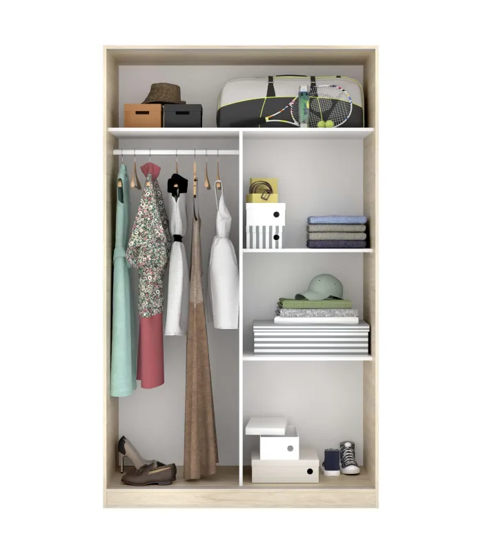 Armario corredero Lupión en blanco brillo-natur.