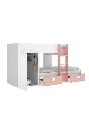 Cama tren Torreblascopedro en blanco-rosa