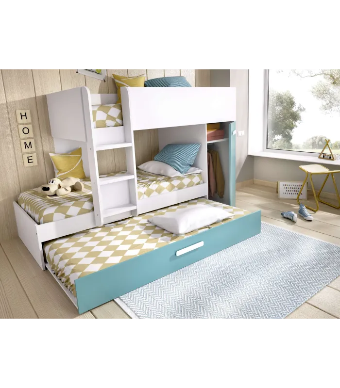 Conjunto de cama tren Orcera en blanco-esmeralda