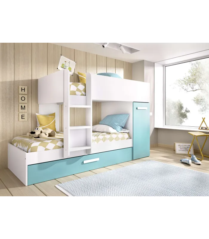 Conjunto de cama tren Orcera en blanco-esmeralda