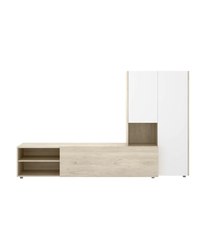 Conjunto salón Laso Natural-Blanco, elegante y funcional