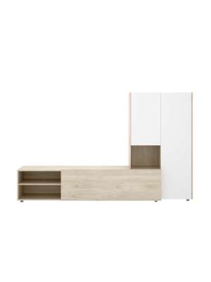 Conjunto salón Laso Natural-Blanco, elegante y funcional