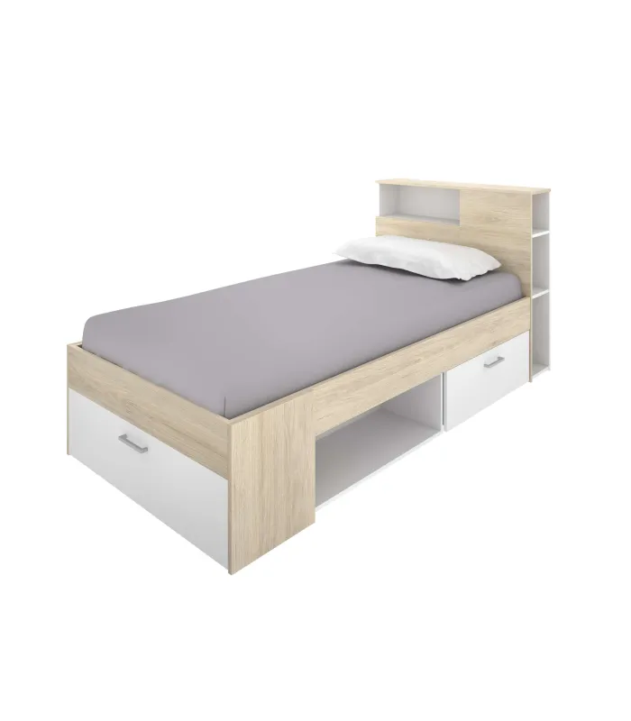 Cama compacta Pozo Alcón 90x190 cm, natural/blanco