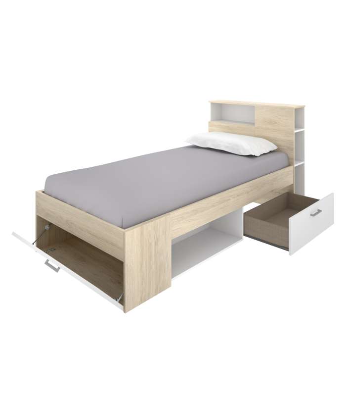 DKT Camas con cajones Cama compacta Pozo Alcón de 90 cm en