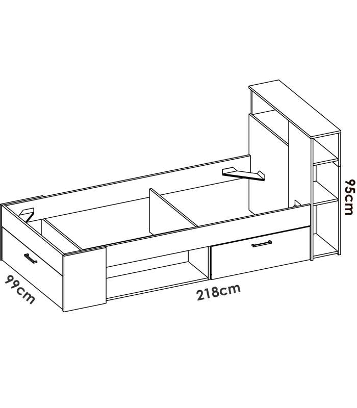 DKT Con cajones copy of Pozo Alcon 90 cm cama compacta para