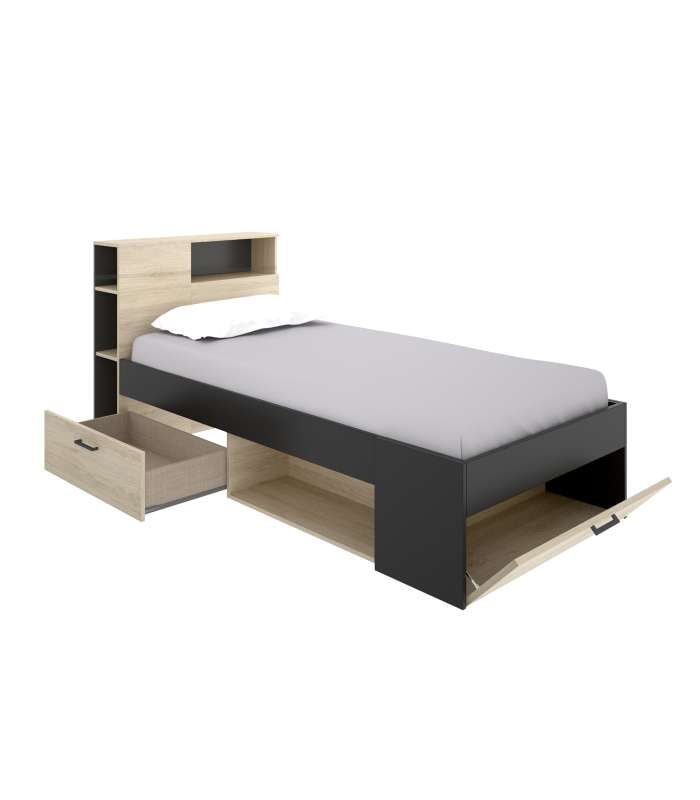 DKT Camas con cajones Cama compacta Pozo Alcón de 90 cm en