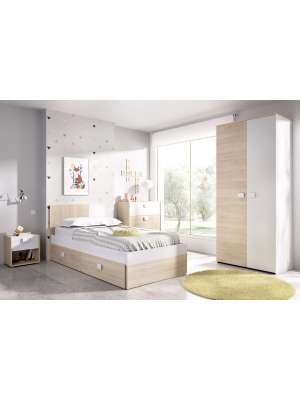 Conjunto juvenil cama 90 com armazenamento e estilo