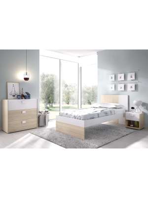 Conjunto juvenil cama 90 cm, mesita y cómoda Duna-3