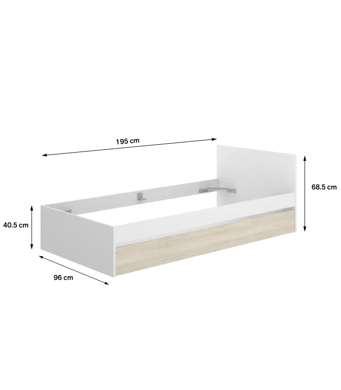 Cama nido juvenil Sam 90 cm en blanco/natural