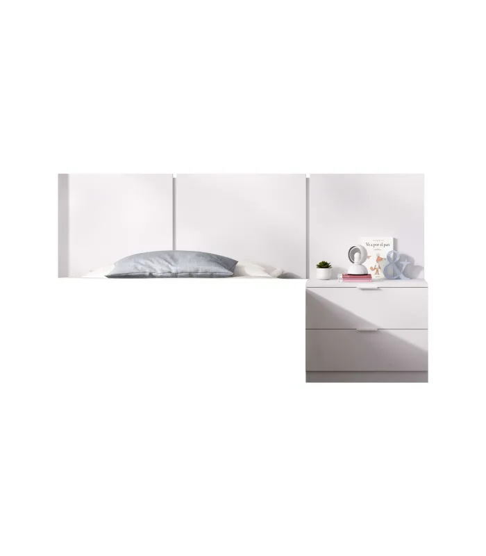 Conjunto juvenil cabecero + mesita Tito blanco
