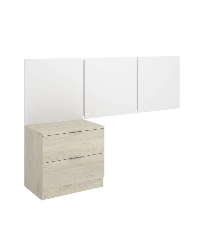 Conjunto juvenil cabecero + mesita blanco/natural