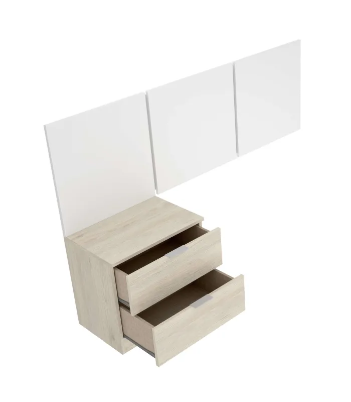 Conjunto juvenil cabecero + mesita blanco/natural