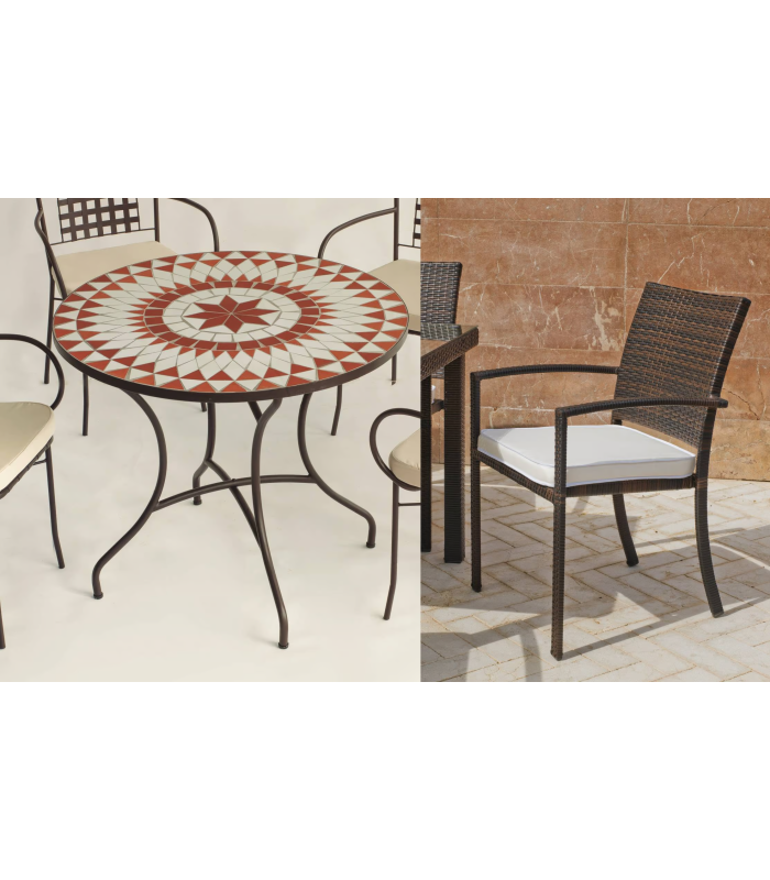 copy of Conjunto de mesa+4 sillones+4 cojines terraza jardin