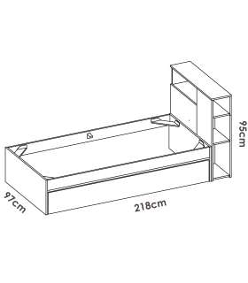 DKT Con cajones copy of Pozo Alcon 90 cm cama compacta para