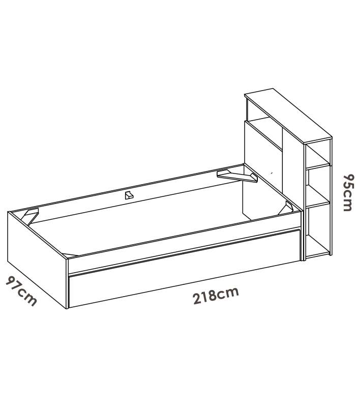 copy of 90 cm Dina bed for youthful bedroom.