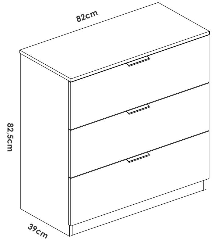 copy of Comoda Dina 3 natural/white drawers.