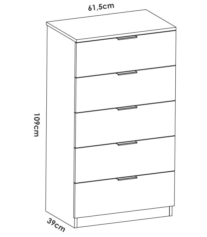 Sinfonier 5 Drawers, for Bedroom Linuss White Artik and Oak