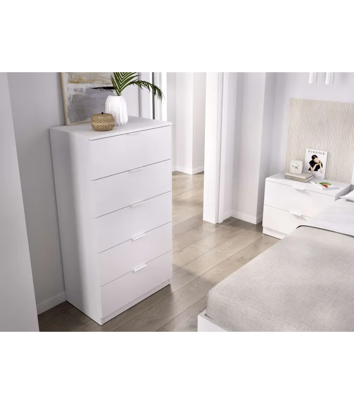 Sinfonier 5 Cajones, para Dormitorio Linuss Blanco Artik y