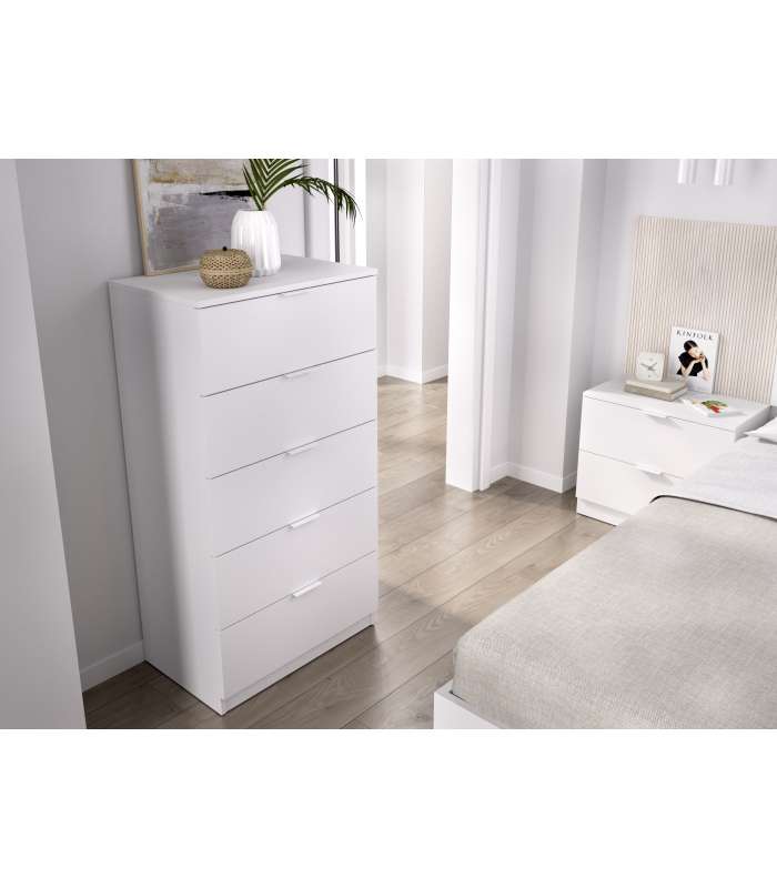 Sinfonier 5 Drawers, for Bedroom Linuss White Artik and Oak