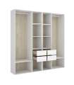 Vestidor Reus 4 cajones, 10 huecos y trasera reversible en blanco/natural, 205cm(alto) 196cm(ancho) 45cm(fondo)