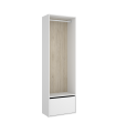 Commode de chambre à coucher Siles avec rideau et étagères en blanc et naturel/graphite 205-203 cm(hauteur)180 cm(largeur)50 cm(
