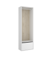 Vestidor Reus con zapatero y trasera reversible en blanco/natural, 205cm(alto) 60cm(ancho) 45cm(fondo)