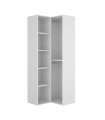 Vestidor de rincón Reus con estantes y trasera reversible en blanco/natural, 205cm(alto) 84.5cm(ancho) 84.5cm(fondo)