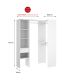 Commode de chambre à coucher Siles avec rideau et étagères en