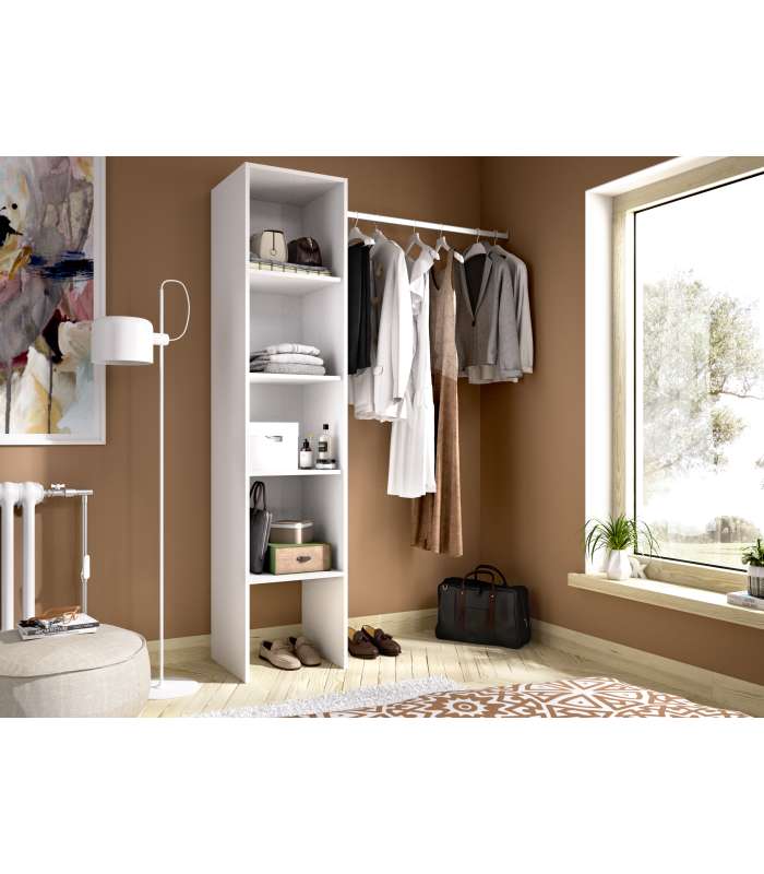 Commode de chambre à coucher Siles avec rideau et étagères en