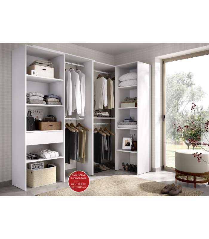 DKT Vestidores Vestidor de rincón Luz 3 color blanco, 248cm