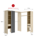 Commode de chambre à coucher Siles avec rideau et étagères en