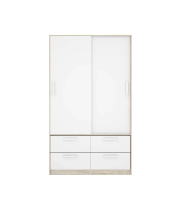 Armario corredero Celia blanco/natural, 204x120x60 cm