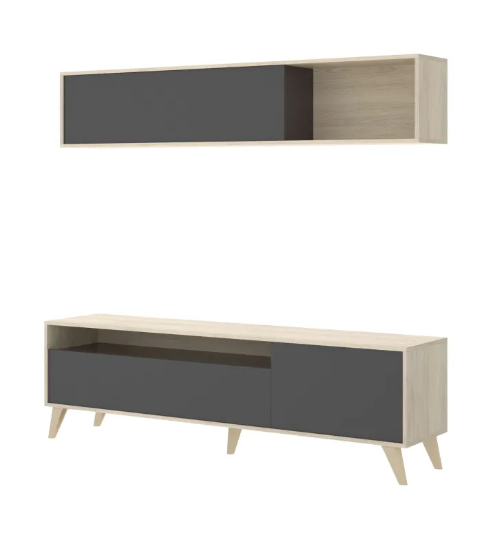 Conjunto de muebles de salón Canena en natural/grafito