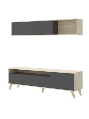 Conjunto de muebles de salón Canena en natural/grafito