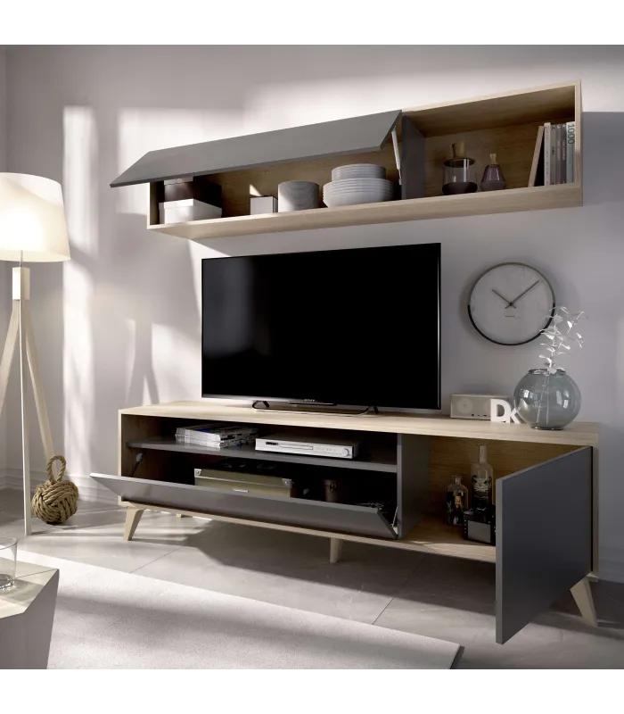 Conjunto de muebles de salón Canena en natural/grafito