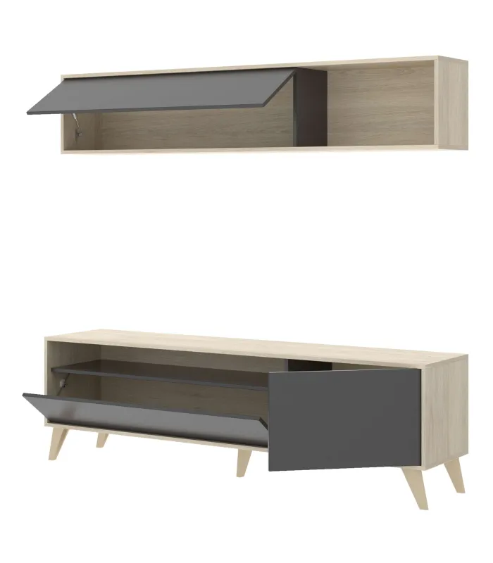 Conjunto de muebles de salón Canena en natural/grafito
