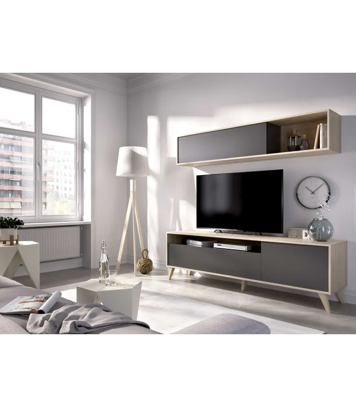 Conjunto de muebles de salón Canena en natural/grafito