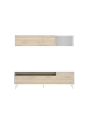 Móveis da sala de estar Canena em Branco/Natural