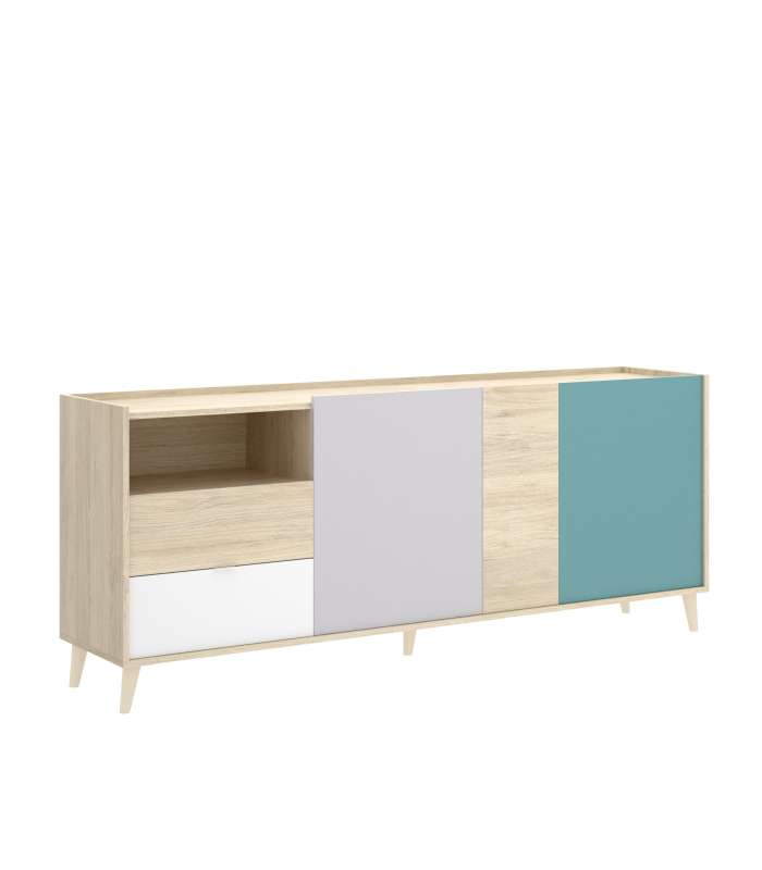 Meuble buffet La Iruela 3 portes 2 tiroirs 75 cm (plat)180 cm