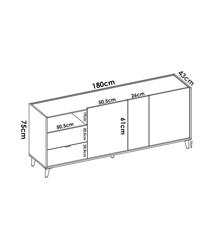 copy of Siena sideboard furniture 3 doors 1 drawer.